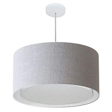 Imagem de Lustre Pendente Cilíndrico Duplo Cúpula Tecido 30/55x50 cm, Vivare Iluminação, Pendente4296 CZ, Cinza, Médio