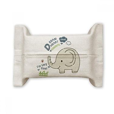 Imagem de Dream Cloud Suporte de capa de papel de elefante cinza animal para lenços faciais saco de linho de algodão
