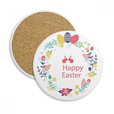 Imagem de Caneca de porta-copos de flores Happy Easter com estampa de folhas e tema de religião