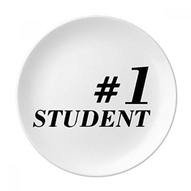 Imagem de Número 1 Placa de citação de estudante decorativa de porcelana Salver Prato de jantar