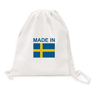 Imagem de Made In Sweden Country Love Mochila de lona com cordão Sacos de compras para viagem