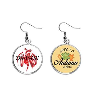 Imagem de Brinco de folha de outono com asas de dragão do leste e oeste