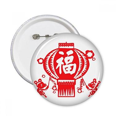 Imagem de Lanterna vermelha chinesa com estampa de corte de papel, broches, decoração de roupas, 5 peças, presente