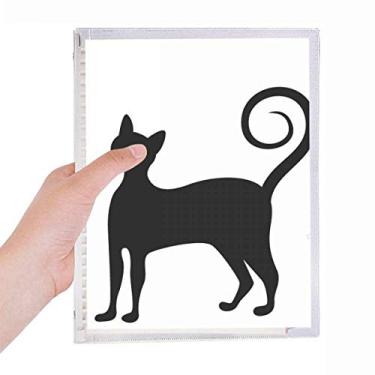 Imagem de Caderno Black Cat Mewing elegante com desenho de animal, folhas soltas, diário recarregável, papelaria