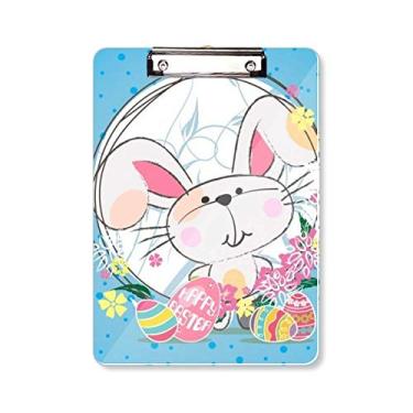 Imagem de Happy Easter Religion Festival Cute Bunny Prancheta pasta caderno para escrever placa de apoio A4