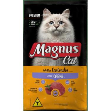 Imagem de Ração Magnus Cat Premium Gatos Adultos Castrados Sabor Carne 10,1Kg