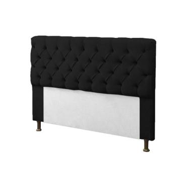 Imagem de Cabeceira para Cama Box King 195cm Mirage c/ Capitonê Suede Preto - LM DECOR