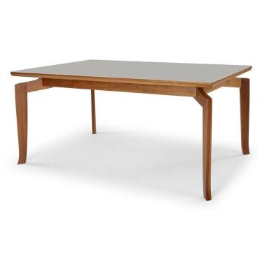 Imagem de Mesa Bella 200 Vidro Off White Acabamento Castanho