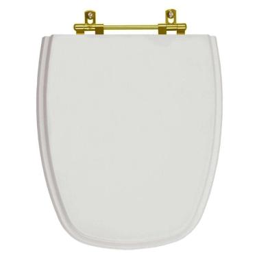 Imagem de Assento Sanitário Monte Carlo Cinza Real para vaso Deca Com Ferragem Dourada