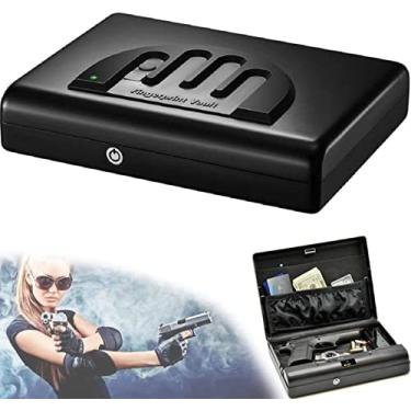 Imagem de Armário De Armas Para Pistolas Com Impressão Digital E Chave Sobressalente, Cofre Para Armas, Mini Cofre Para Armas, Cofre Para Móveis Para Guardar Dinheiro, Joias E Objetos De Valor, Preto,340 X