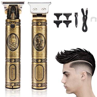 Imagem de MAXBROTHERS cortador de cabelo elétrico sem fio recarregável para corte de cabelo cabeleireiro aparador de barba lâmina de barbear beleza masculina (cobre)