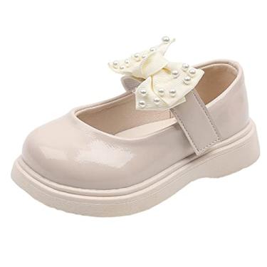 Imagem de Chinelo infantil menina meninas sandálias sapatos infantis pérola gravata borboleta sapatos princesa sapatos de dança tamanho 13 chinelos, Bege, 6.5 Little Kid