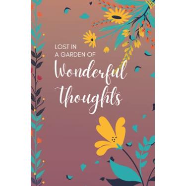 Imagem de Lost In A Garden Of Wonderful Thoughts Notebook: Gradient Purple Journal | Floral And Flower Print | Dotted Grid Pages | DIY Planner | Simple Diary | ... | For Work, School, College And Home Notes