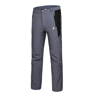 Imagem de Little Donkey Andy Calça masculina forrada com lã com isolamento softshell para caminhadas, esqui, neve, repelente de água, cinza tamanho G