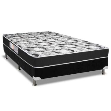 Imagem de  Cama Box Casal: Colchão Espuma Luckspuma D28 Celebrity + Base CRC Suede Black(138x188)