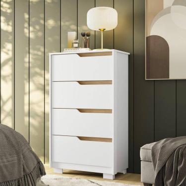 Imagem de Cômoda 4 Gavetas Doble Albatroz Móveis Branco/Marrom