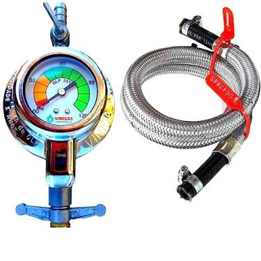 Imagem de regulador registro de gas top visor mangueira inox 1,2 mts