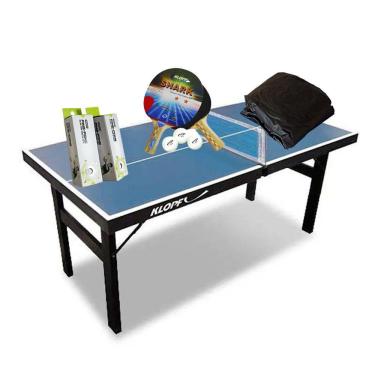 Imagem de MINI MESA PING PONG Júnior MDP 12mm 1003 KLOPF + Kit 5055 + Kit 6 Bolinhas Brancas + Capa
