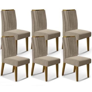 Imagem de Kit Com 6 Cadeiras Para Sala De Jantar Lara Canela / Veludo Caqui Dj M