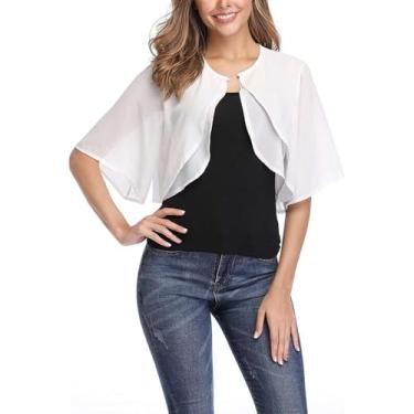Imagem de Gerrit Chiffon Shrug Sun-Protective Clothing Open Front Loose Sheer Women, Branco, GG