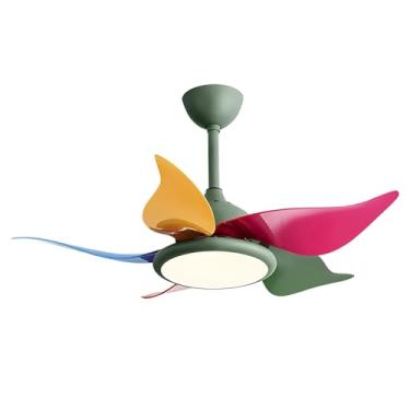 Imagem de Ventiladores De Teto Pequenos Com Luzes, Luz De Ventilador De Teto Regulável, Ventilador De Teto Com Motor Reversível, Para Quarto E Pátio De Escritório (Color : Green, Size : 36in)