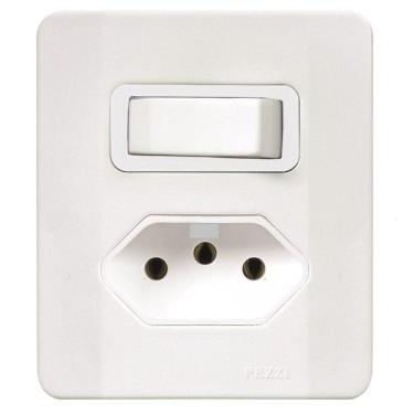 Imagem de Interruptor 1 Tecla Simples + Tomada 2p+t 20a C/caixa Sobrepor Branca 64507 - Pezzi