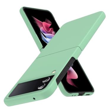 Imagem de CMYFUTNG Capa para Galaxy Z Flip 4 5G, leve, slim fit, proteção contra quedas, resistente à prova de choque, para Samsung Galaxy Z Flip4 5G, fina, rígida, PC, proteção à prova de choque, verde claro