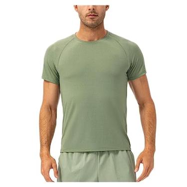 Imagem de Camiseta atlética masculina de manga curta, respirável, gola redonda, secagem rápida, macia, elástica, Cor 4, G