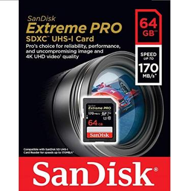 Imagem de SanDisk Cartão 64GB Extreme PRO SDXC UHS-I - C10, U3, V30, 4K UHD, cartão SD - SDSDXXY-064G-GN4IN