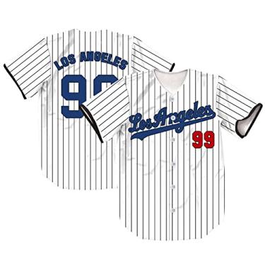 Imagem de TIFIYA Camisetas Los Angeles 50/22/23 listradas de beisebol LA para homens/mulheres/jovens, T268-branco, 3G