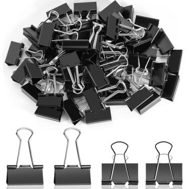 Imagem de DANRONG 60 peças de clipes de fichário médio, 32 mm, clipes de fichário médios, clipes de metal para professores, estudantes, escola, escritório, material comercial (3,2 cm, preto)