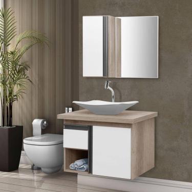 Imagem de Gabinete de Banheiro com Espelheira Kit Porto Velho 60cm