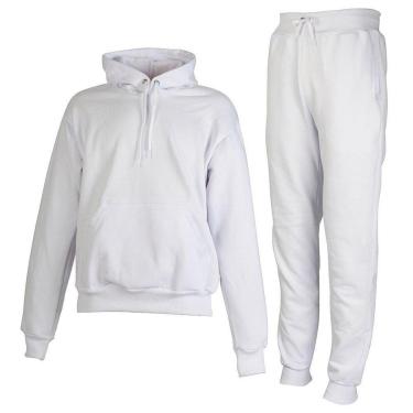 Imagem de Conjunto Moletom Infantil Juvenil Peluciado Branco-Unissex