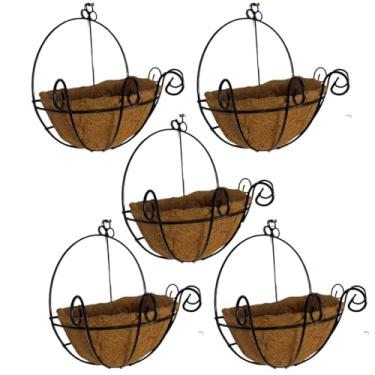 Imagem de Alpe & Aritana Vaso de Parede em Fibra de Coco Meio Vaso (5, 30cm x 13cm x 28cm) Natural Moderno Resistente e Durável para Plantas Outdoor