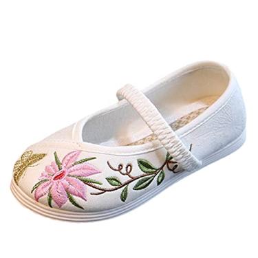 Imagem de Sandálias para meninas grandes tamanho 5 sandálias bordadas de fundo plano fantasia infantil infantil Jelly Sandals 7, Branco, 2.5 Big Kid
