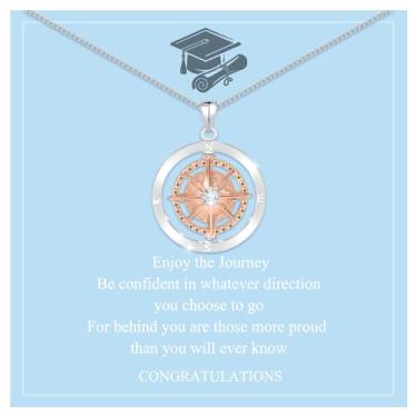 Imagem de QianSiLi Presentes de formatura 2024 para ela, colar de bússola banhado a ouro prata para mulheres, meninas, ensino médio, faculdade, presentes de formatura para mulheres, filhas, melhores amigas,