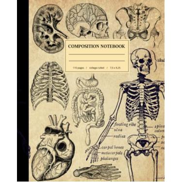 Imagem de Caderno de composição pautado pela faculdade: Ilustrações elegantes vintage de anatomia humana para anotações, escrita e organização para escola, escritório e trabalho | ... Qualquer pessoa que ame