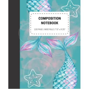 Imagem de Caderno de composição cauda de sereia pautado amplo: 100 páginas