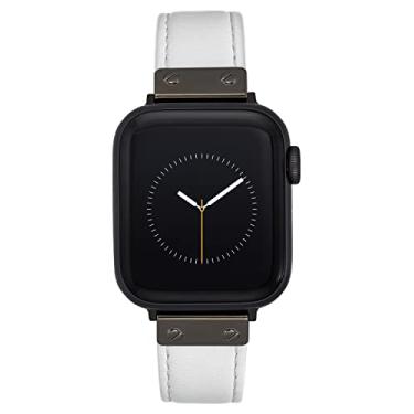 Imagem de Anne Klein Pulseira de couro fashion para Apple Watch segura, ajustável, substituição de pulseira para Apple Watch, cabe na maioria dos pulsos, Branco/bronze, 38/40/41mm, Moderno