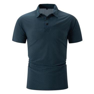 Imagem de Camisetas masculinas masculinas manga curta gola tartaruga verão outono 2024 Y2K, H-29 Azul royal, 3G