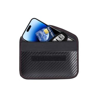Imagem de Kewucn 1 bolsa Faraday para chaveiro, protetor de bloqueio de sinal RFID e gaiola Faraday anti-hacking, bolsa Faraday de fibra de carbono anti-roubo para chaves de carro, protetor de segurança para