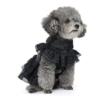 Imagem de Vestido de quarta-feira para cães e gatos, fantasia Addams, cosplay, fofo, cachorrinho, gatinho, casaco preto, roupas com cinto, festa de Halloween, brincadeira para cães pequenos e médios