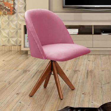 Imagem de Poltrona Decorativa Gaia Giratória Madeira para Sala, Quarto, Recepção Rosa