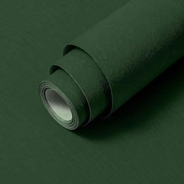 Imagem de Abyssaly Papel de parede verde escuro de 59,9 cm x 499,9 cm, papel de contato com textura de seda removível, autoadesivo, vintage, em relevo, para decoração de casa, papel de parede