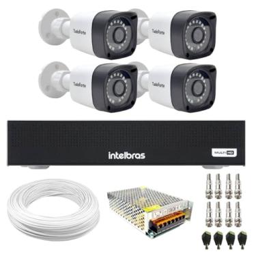 Imagem de Kit 4 Câmeras Tudo Forte TF 2020 B Full HD 1080p Bullet Visão Noturna 20M Proteção IP66 + DVR Intelbras MHDX 3004-C 4 Canais
