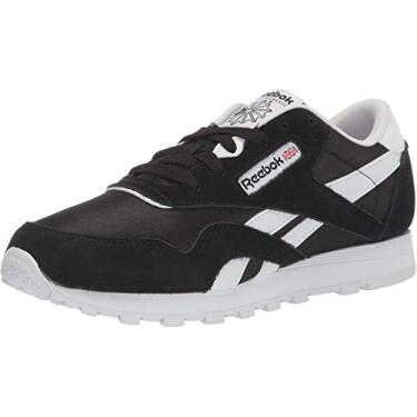 Imagem de Reebok Tênis infantil unissex de nylon clássico, Preto/branco, 19