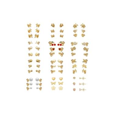 Imagem de ALINE SEMIJOIAS Kit/Trio Brincos Sortidos Pequenos (3mm até 1cm) Primeiro ou Segundo Furo Infantis Strass ou Zircônias Coloridas SemiJoia Banhada a Ouro