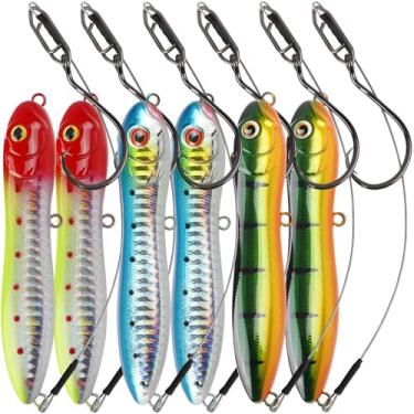 Imagem de Dovesun Equipamento de pesca de peixe-gato com linha de chocalho de peixe-gato flutuante com ganchos circulares para pesca de gato B-8 bolas de aço - 7/0 ganchos * 6 peças