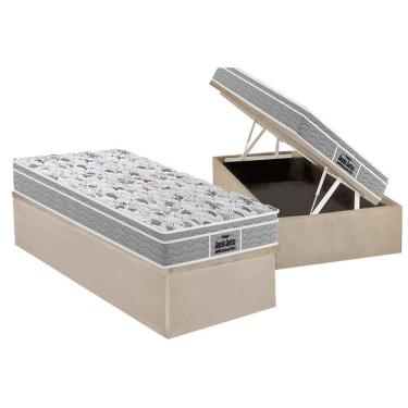 Imagem de Cama Box Baú Solteiro: Colchão Espuma Probel D45 / EP Guarda Costas PróExtreme Plus + Base CRC Suede Clean(88x188)