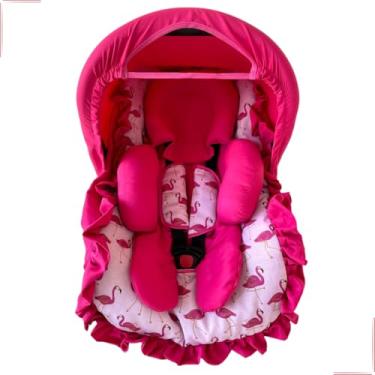 Imagem de Kit 5 peças para bebê conforto Capa Protetor Cinto Capota Redutor 0-13 kg Galzerano Cosco Burigotto (Flamingo)